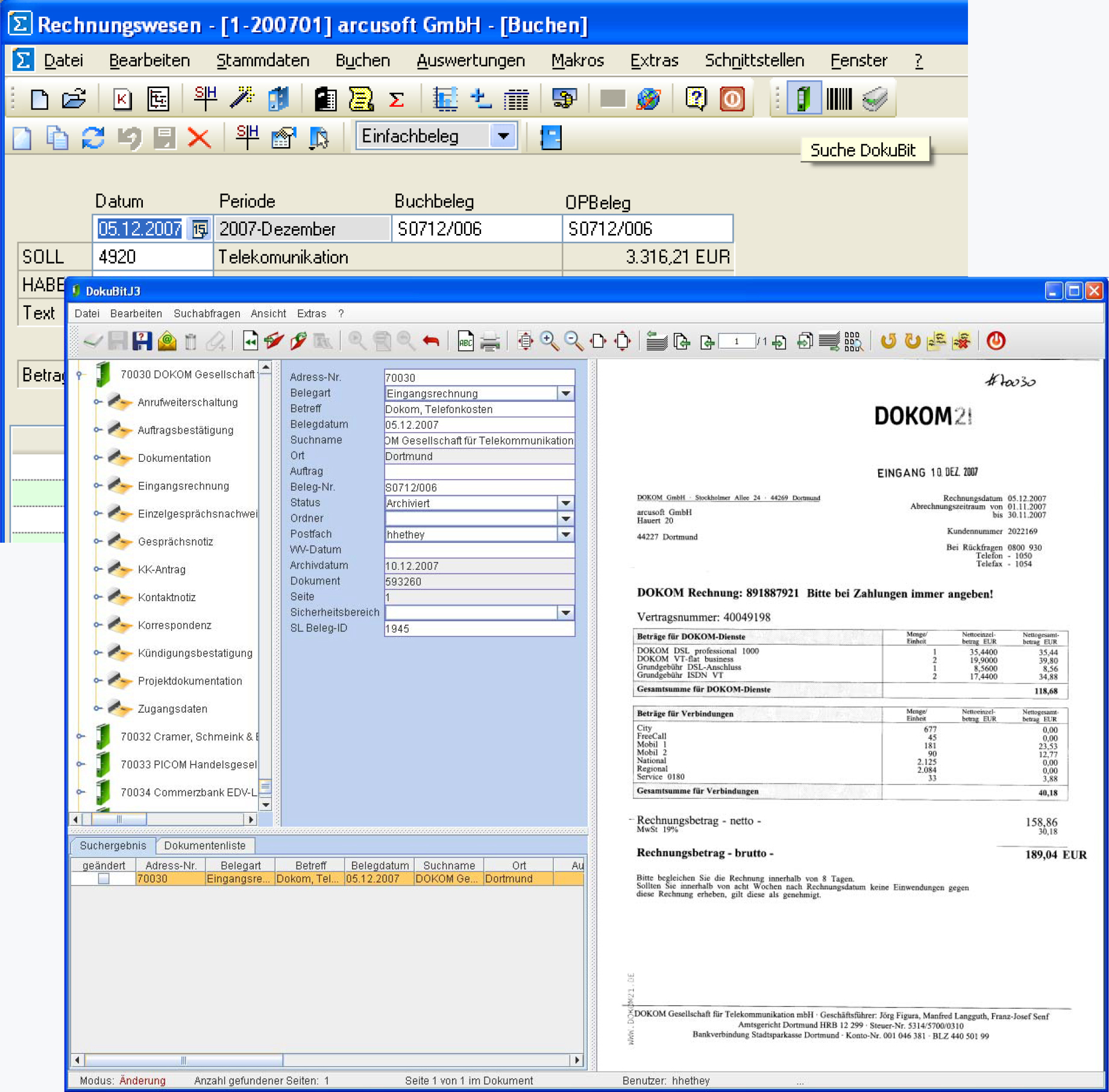 DSS Data System Service Netphen Siegen DokuBit Screen 03